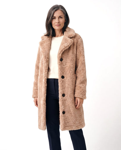 Cappotto lungo invernale donna morbido con collo ampio 1