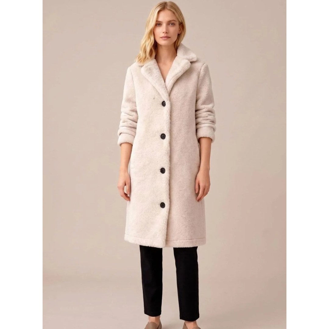 Cappotto lungo invernale donna morbido con collo ampio 3