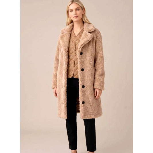 Cappotto lungo invernale donna morbido con collo ampio