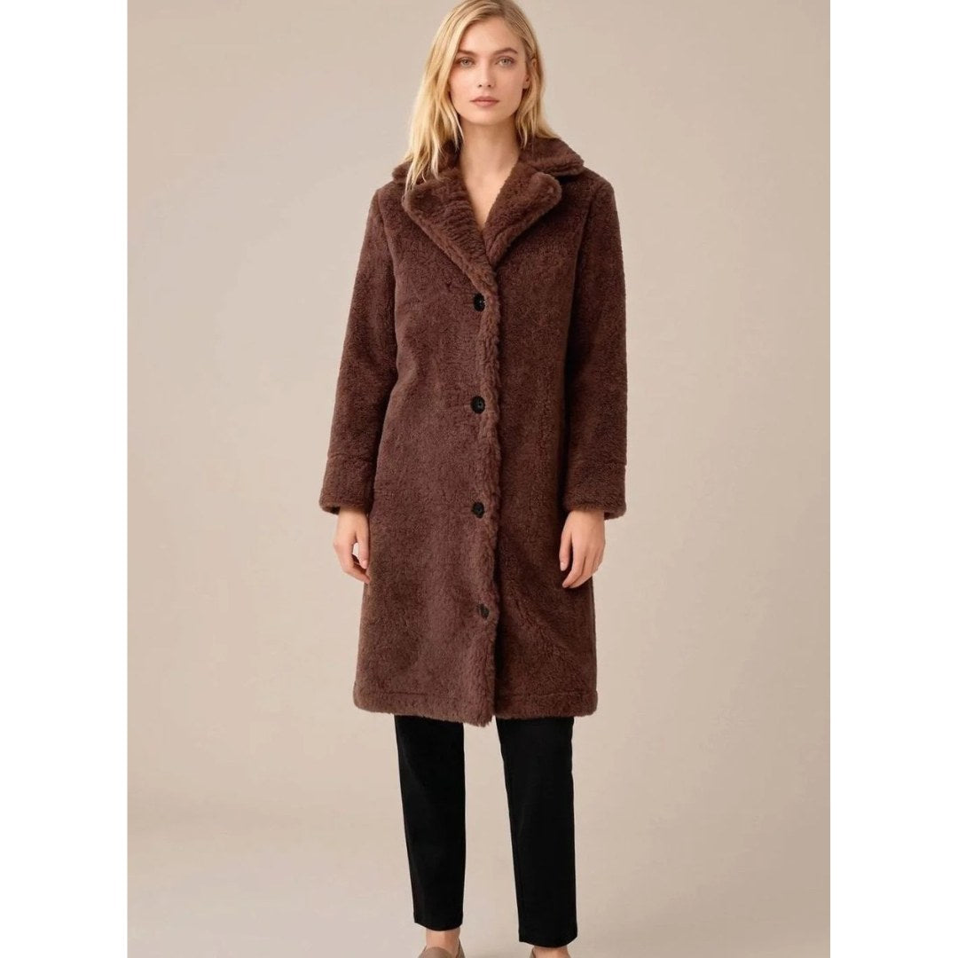 Cappotto lungo invernale donna morbido con collo ampio 4