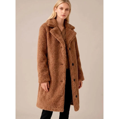 Cappotto lungo invernale donna morbido con collo ampio 2