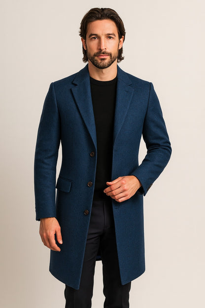 Cappotto lungo uomo elegante con bottoni e colletto classico 8