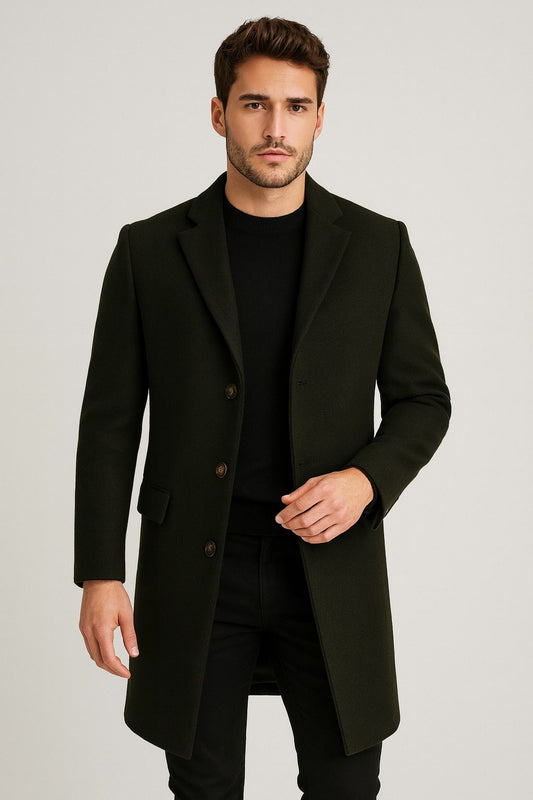 Cappotto lungo uomo elegante con bottoni