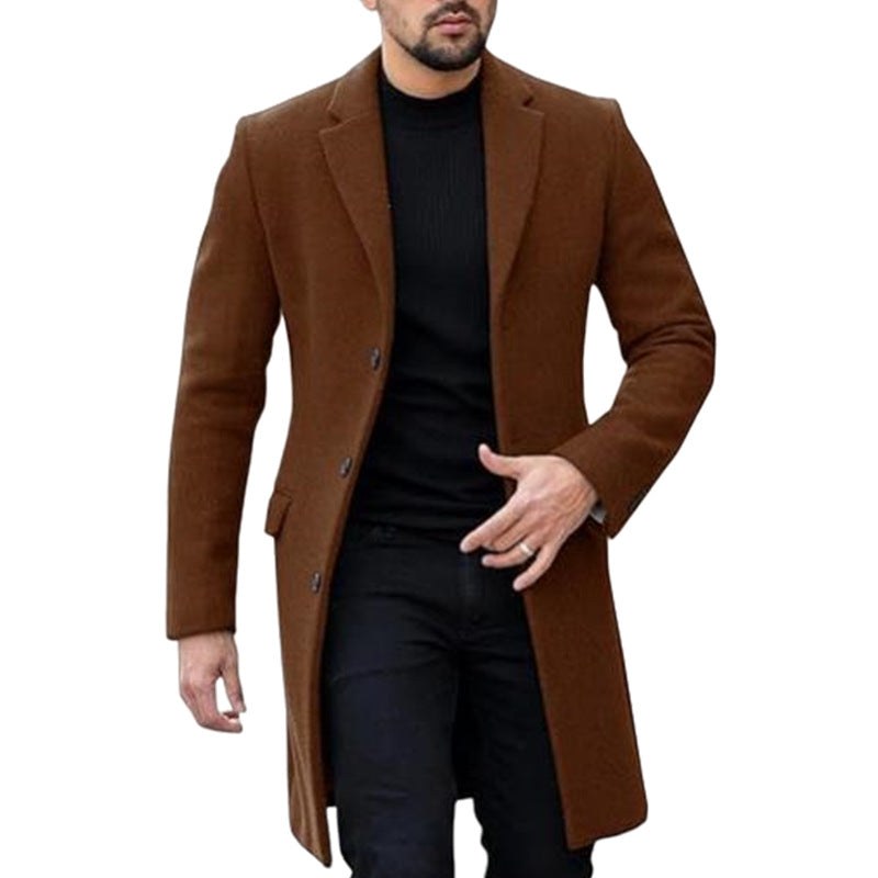 Cappotto lungo uomo elegante con bottoni e colletto classico 7