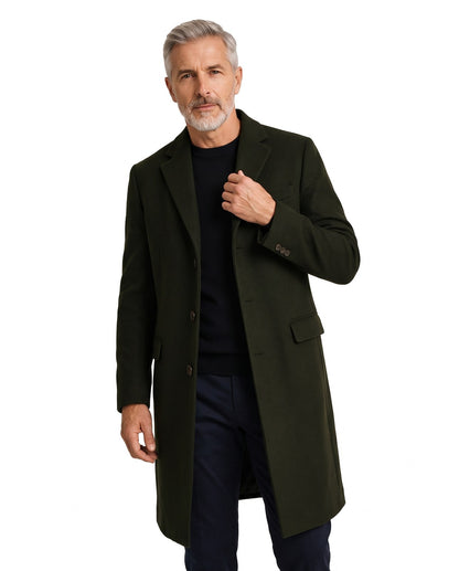 Cappotto lungo uomo elegante con bottoni e colletto classico 1