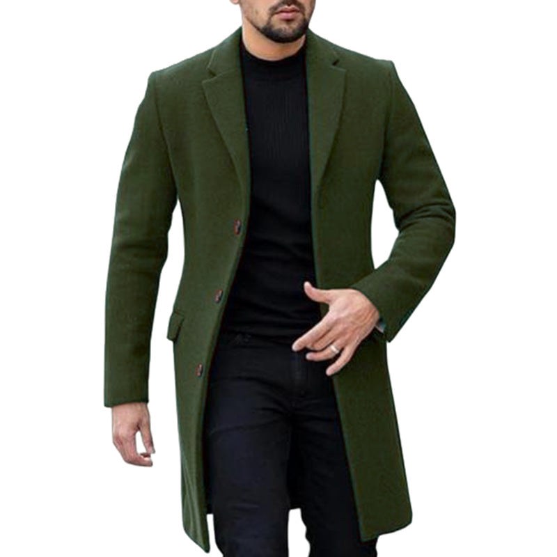 Cappotto lungo uomo elegante con bottoni e colletto classico 5