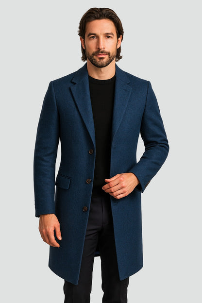 Cappotto lungo uomo elegante con bottoni e colletto classico 2