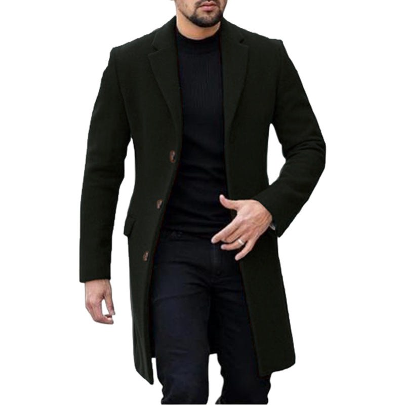 Cappotto lungo uomo elegante con bottoni e colletto classico 4