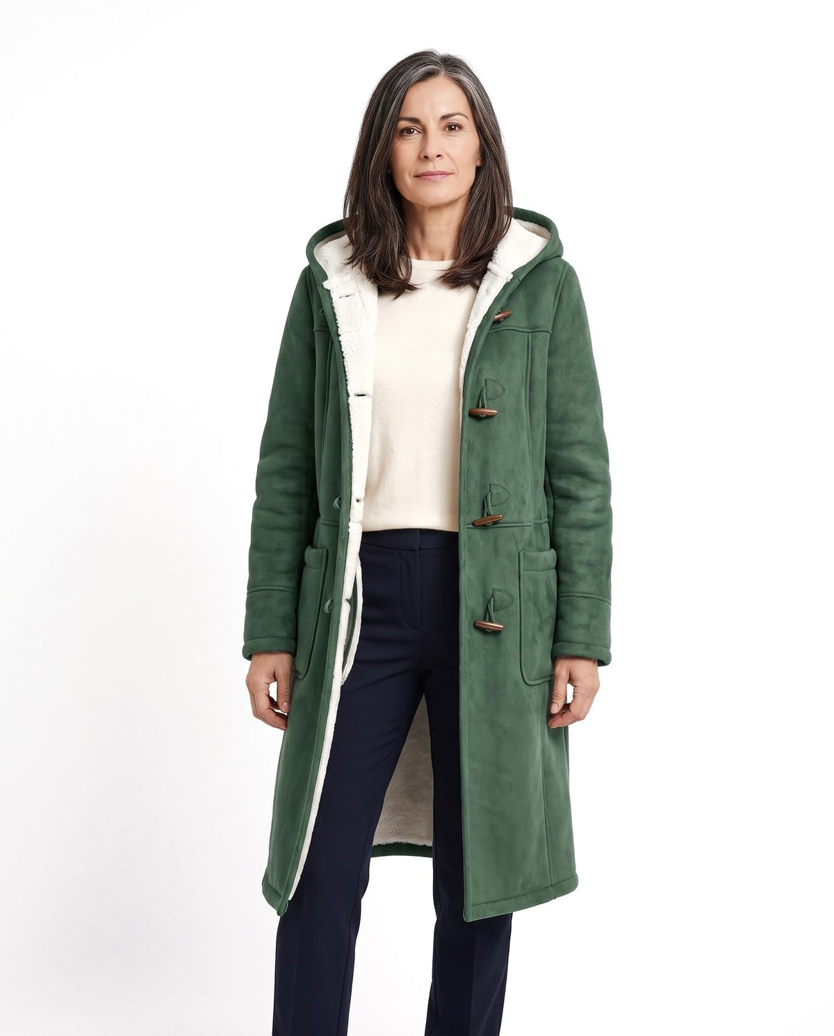 Cappotto montgomery donna con cappuccio e fodera calda 1