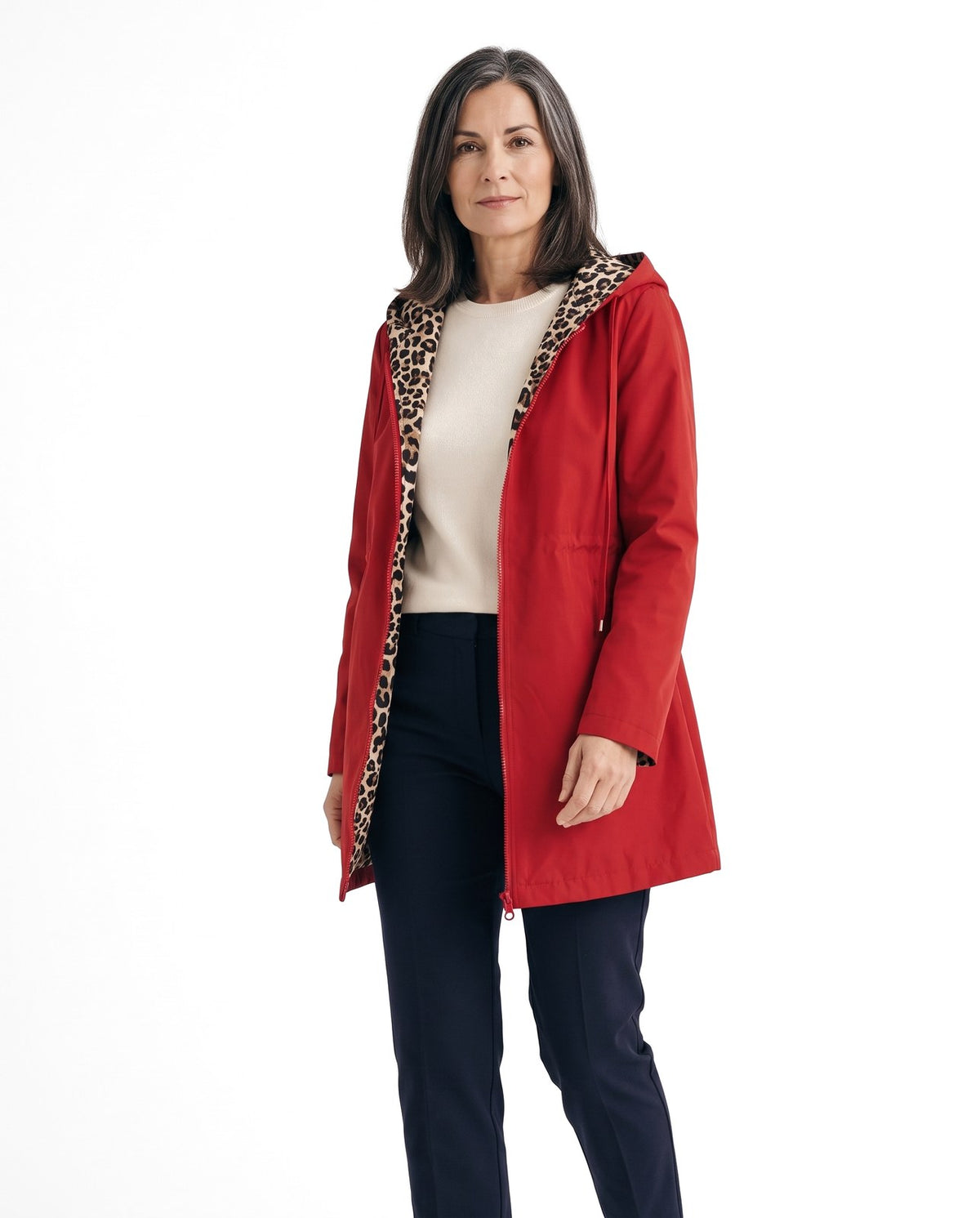 Cappotto reversibile donna con lato leopardato double face 1