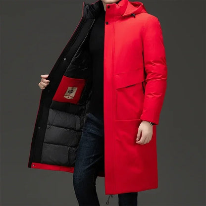 Cappotto trapuntato lungo uomo con cappuccio regolabile 3