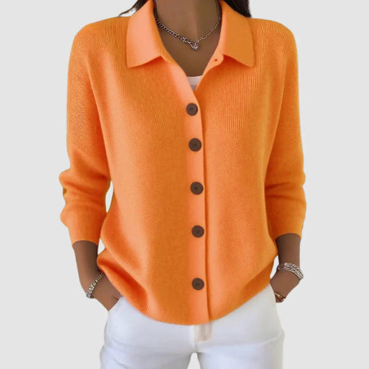 Cardigan donna stile maglione con colletto e bottoni 1