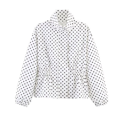 Giacca antipioggia donna a pois con coulisse in vita 3