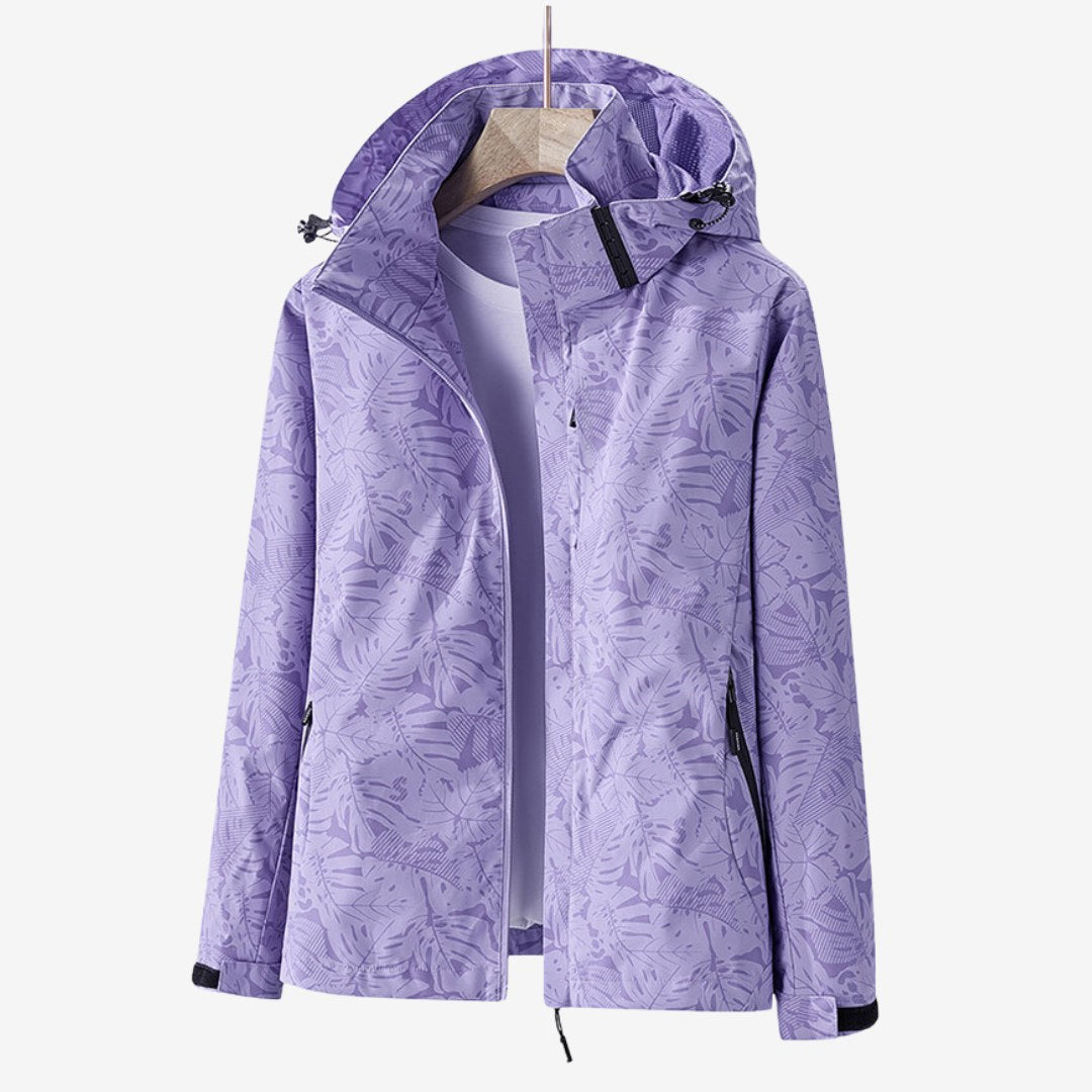 Giacca antipioggia donna con cappuccio a coulisse e zip 4