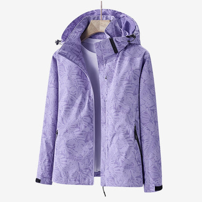 Giacca antipioggia donna con cappuccio a coulisse e zip 4