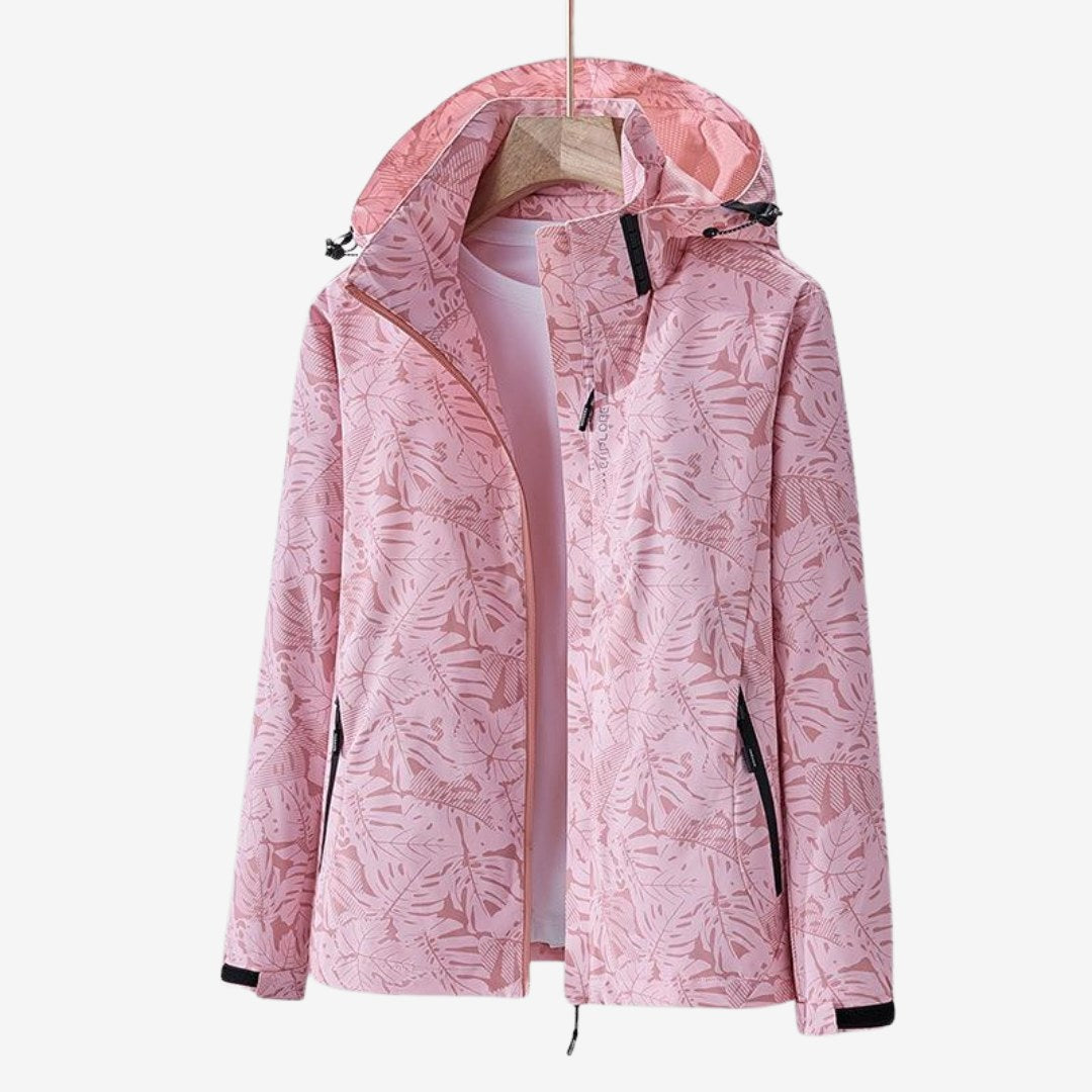 Giacca antipioggia donna con cappuccio a coulisse e zip 2