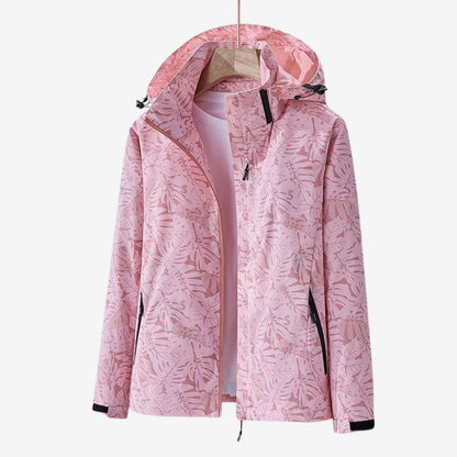 Giacca antipioggia donna con cappuccio a coulisse e zip 2