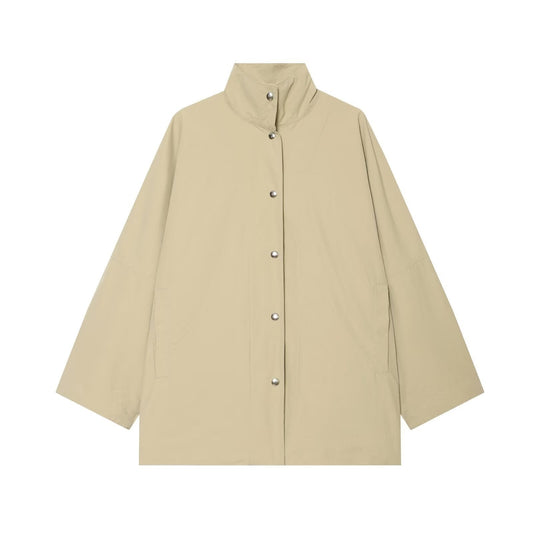 Giacca antipioggia donna oversize a mantella con collo alto