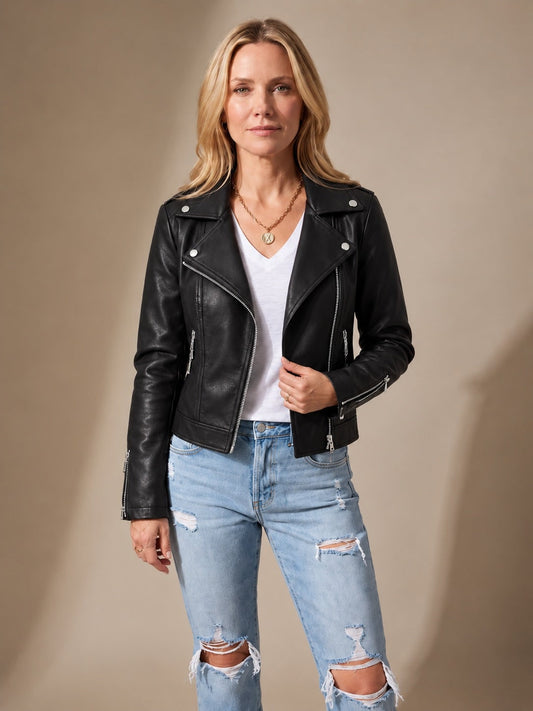 Giacca biker donna in similpelle 1
