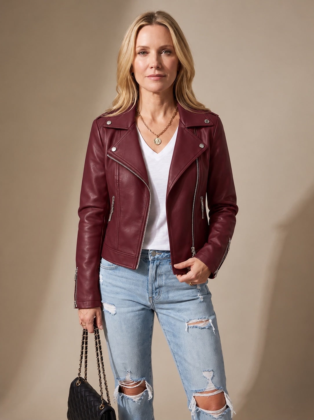 Giacca biker donna in similpelle 2