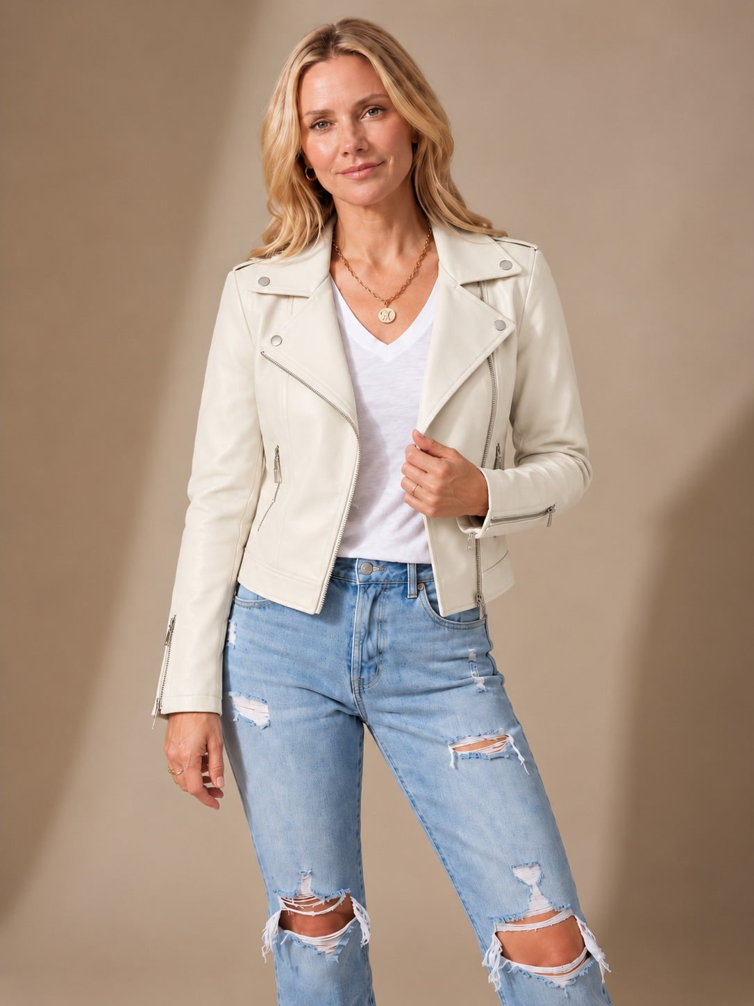 Giacca biker donna in similpelle 4
