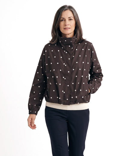 Giacca bomber antipioggia donna a pois con collo alto 1