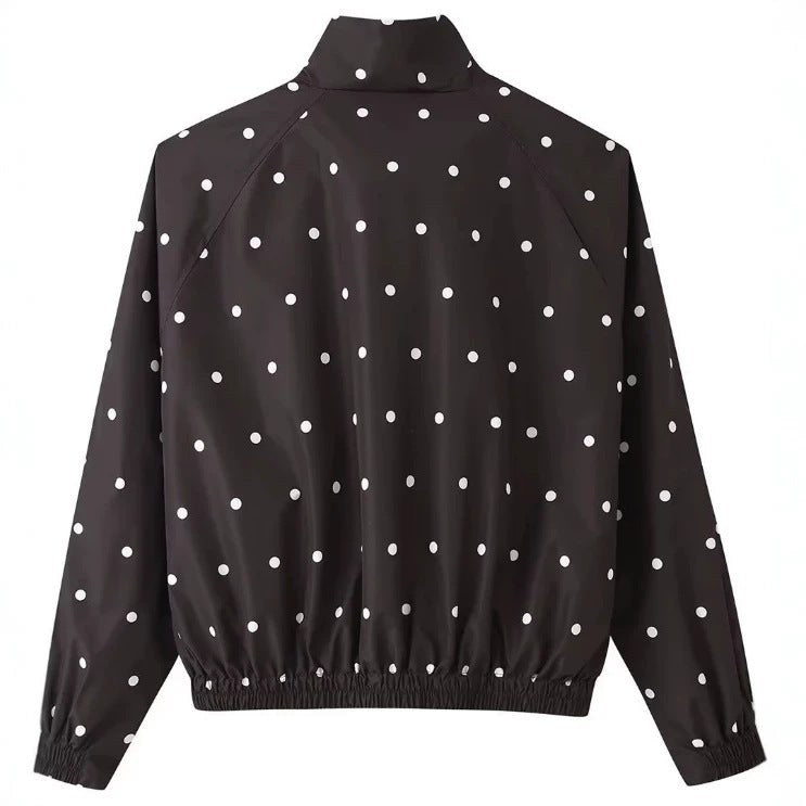 Giacca bomber antipioggia donna a pois con collo alto 2