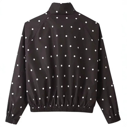 Giacca bomber antipioggia donna a pois con collo alto 2
