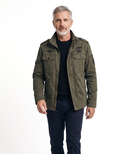Giacca casual uomo in misto cotone con collo alto e tasche 1