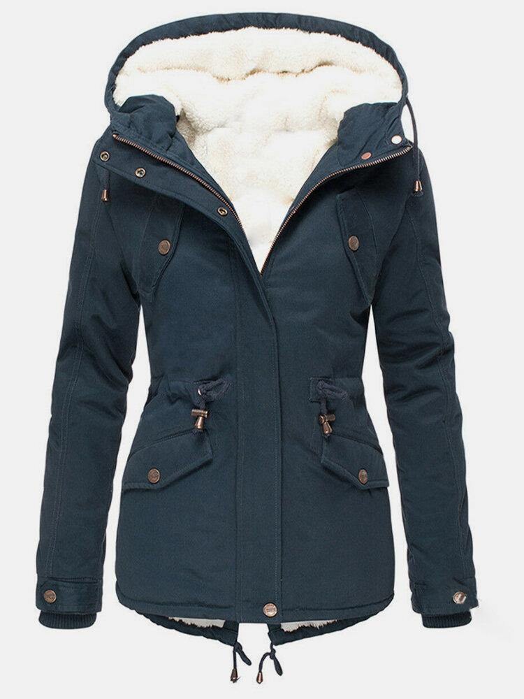 Giacca con cappuccio donna foderata con coulisse in vita 3