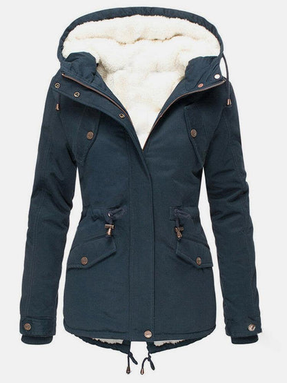 Giacca con cappuccio donna foderata con coulisse in vita 3