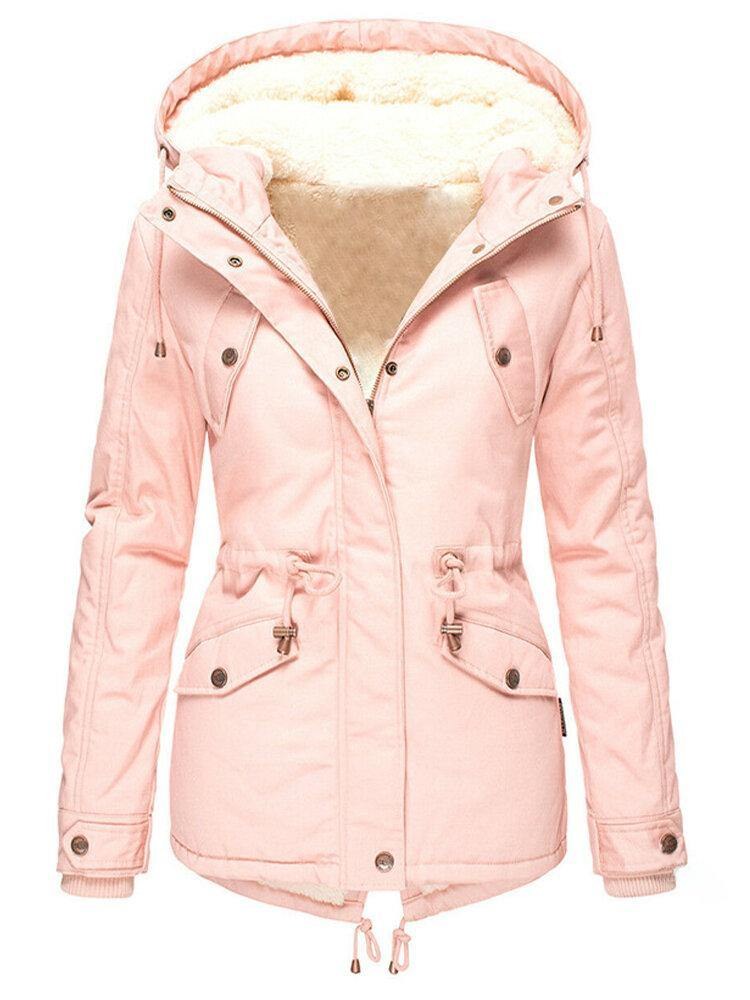 Giacca con cappuccio donna foderata con coulisse in vita 2