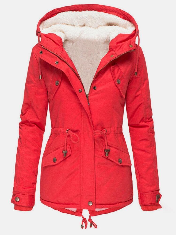 Giacca con cappuccio donna foderata con coulisse in vita 4