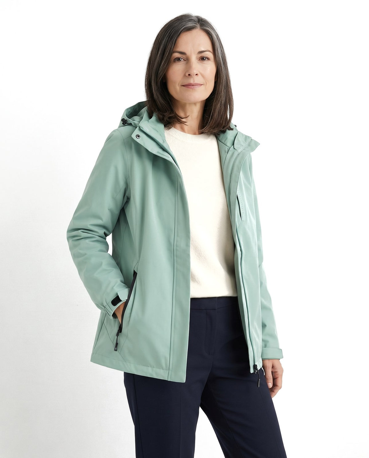 Giacca impermeabile donna con cappuccio staccabile 1