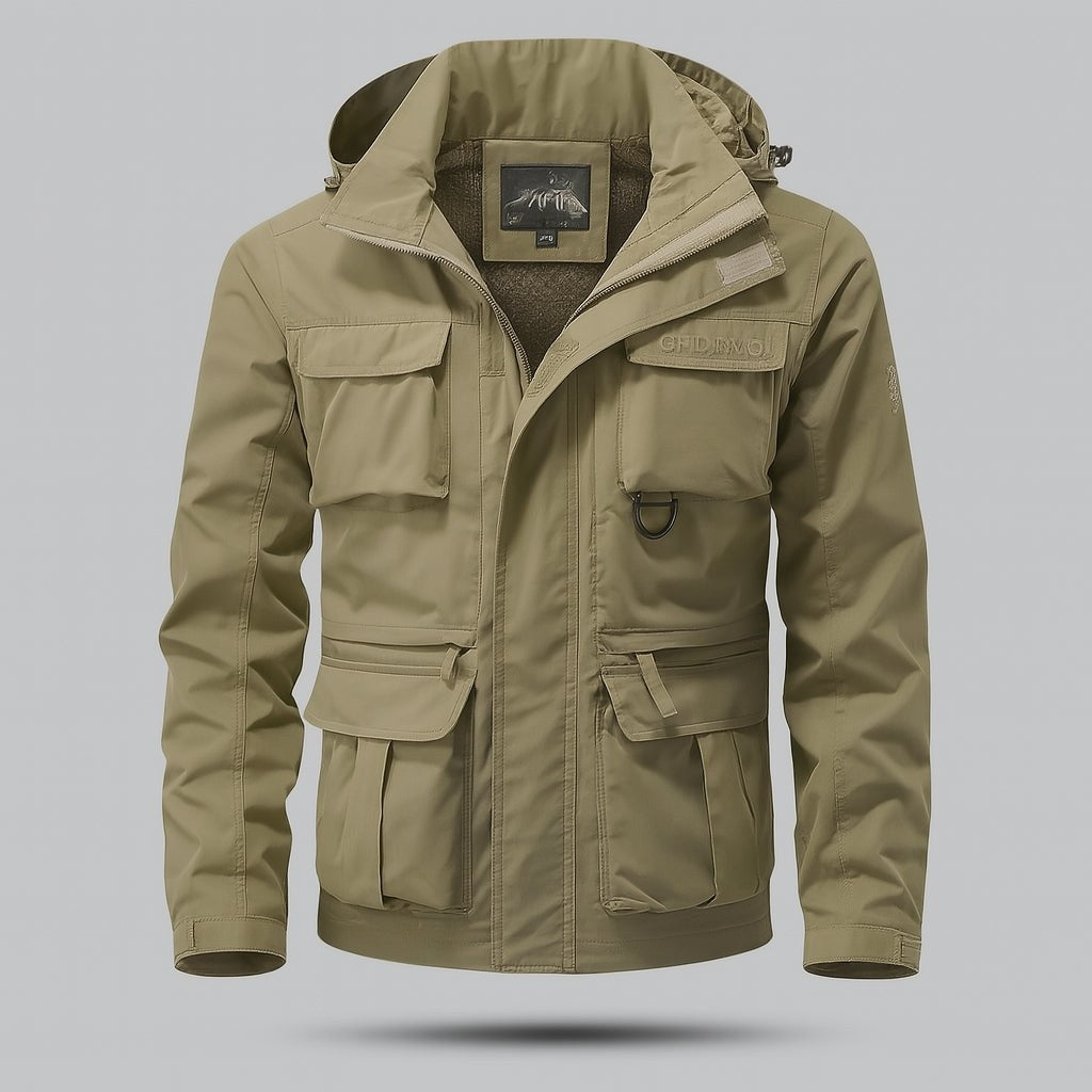 Giacca impermeabile uomo stile militare con molte tasche 3