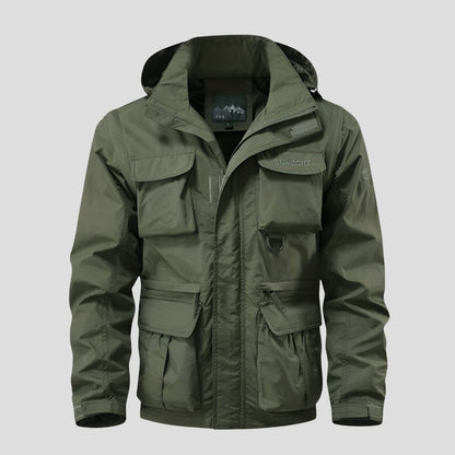 Giacca impermeabile uomo stile militare con molte tasche 4
