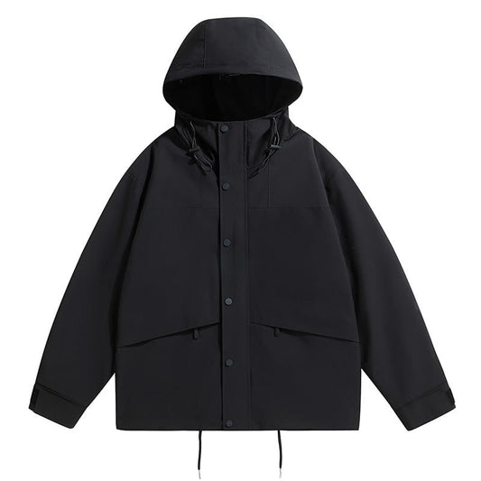 Giacca impermeabile uomo tecnica con cappuccio regolabile