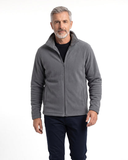 Giacca in pile uomo foderata in sherpa con collo alto e zip 1