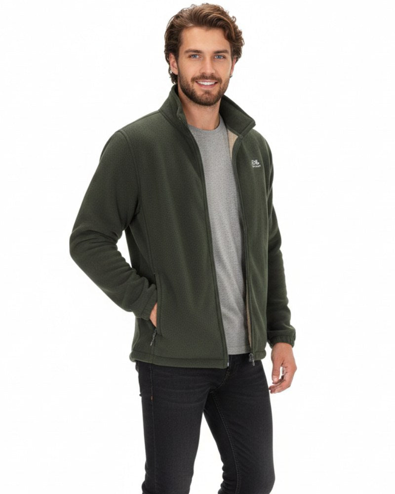Giacca in pile uomo foderata in sherpa con collo alto e zip 3