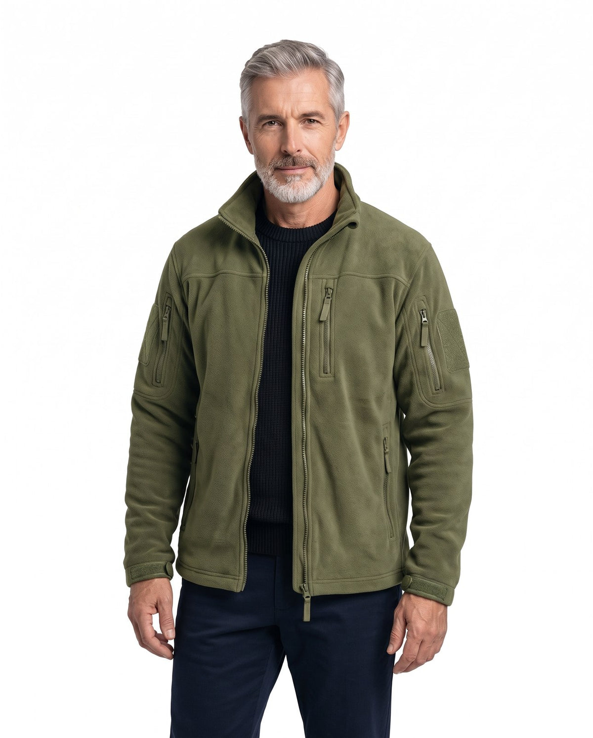 Giacca in pile uomo stile tattico con tasche multiple 1