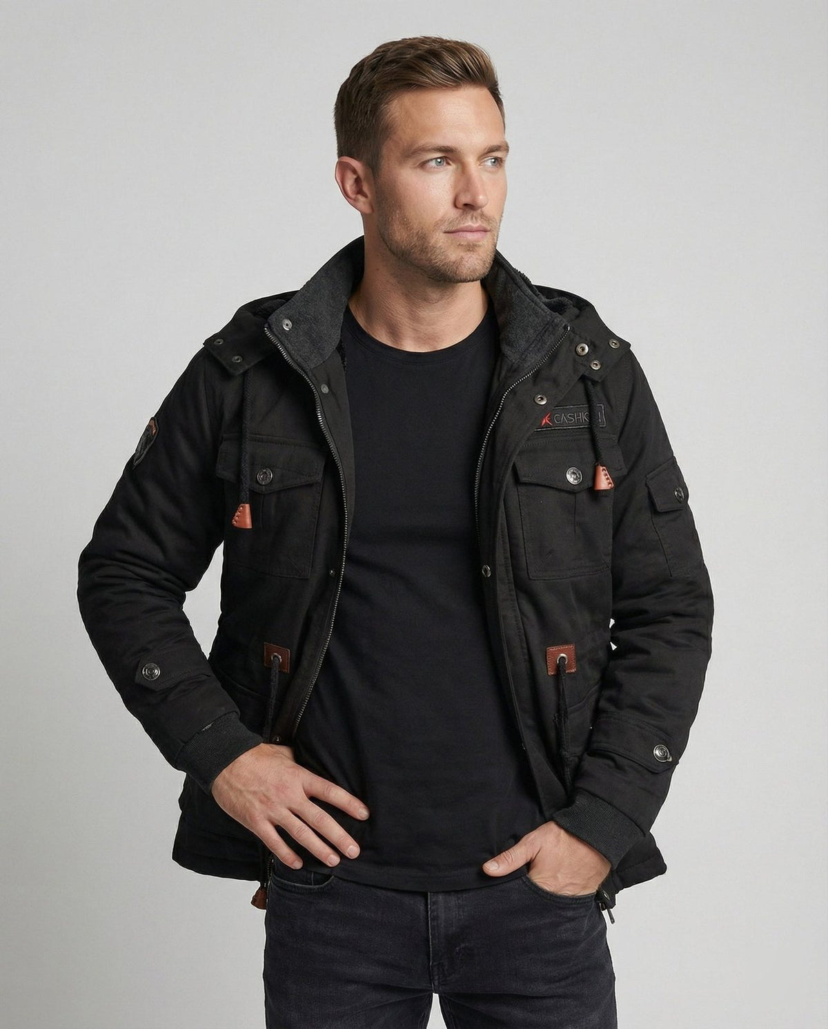 Giacca invernale uomo foderata con cappuccio regolabile 2