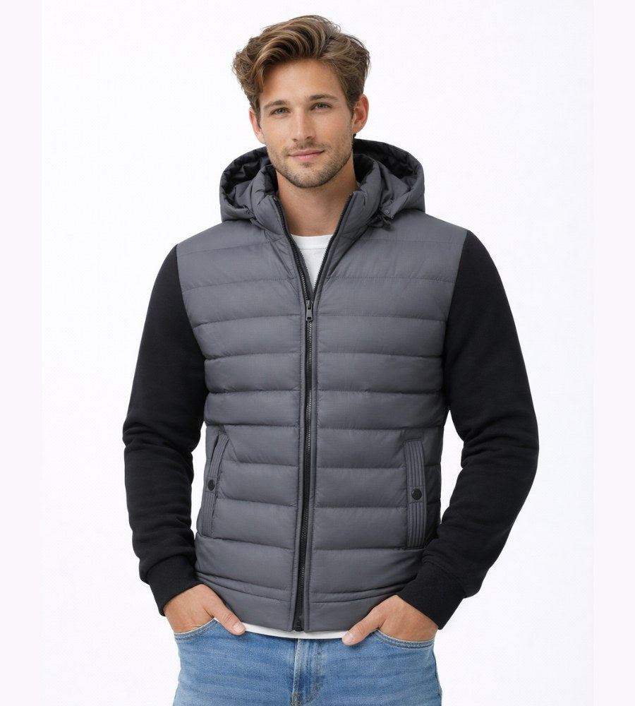 Giacca invernale uomo imbottita ibrida con cappuccio 7