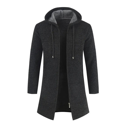 Giacca lunga con cappuccio uomo stile cardigan