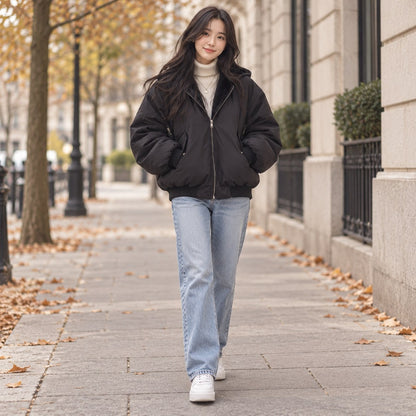 Giacca reversibile con cappuccio donna, 2 in 1 autunno e inverno 1