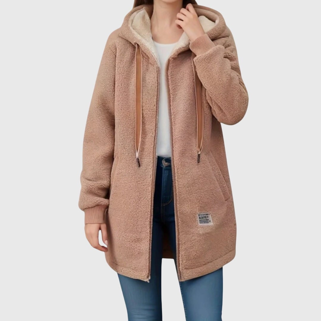 Giacca Teddy Donna con Cappuccio, Zip e Tasche Frontali 3
