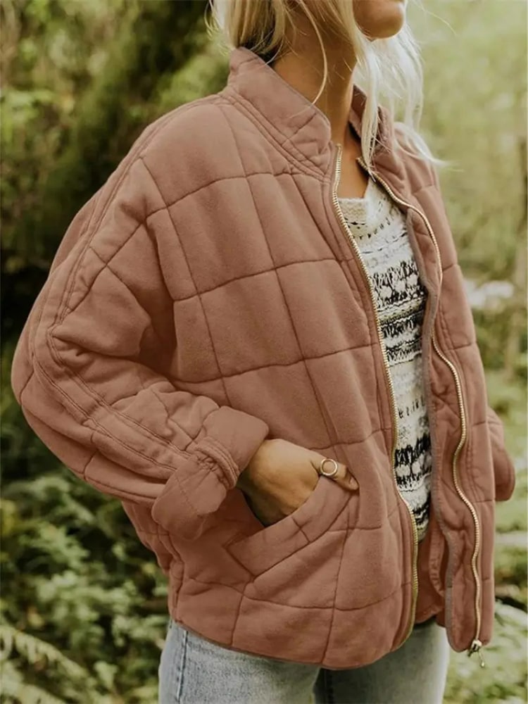 Giacca Trapuntata Leggera Donna con Zip e Tasche Laterali 4