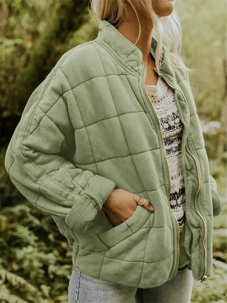 Giacca Trapuntata Leggera Donna con Zip e Tasche Laterali 5