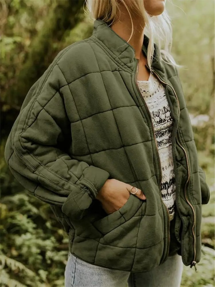 Giacca Trapuntata Leggera Donna con Zip e Tasche Laterali 6
