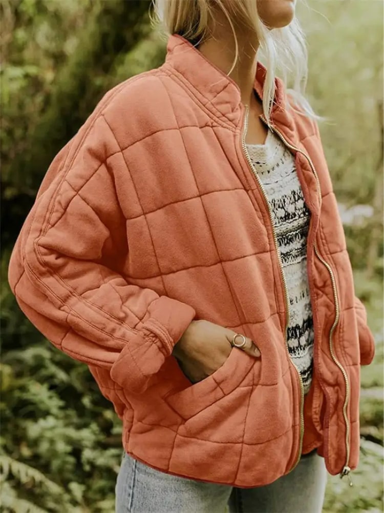 Giacca Trapuntata Leggera Donna con Zip e Tasche Laterali 7