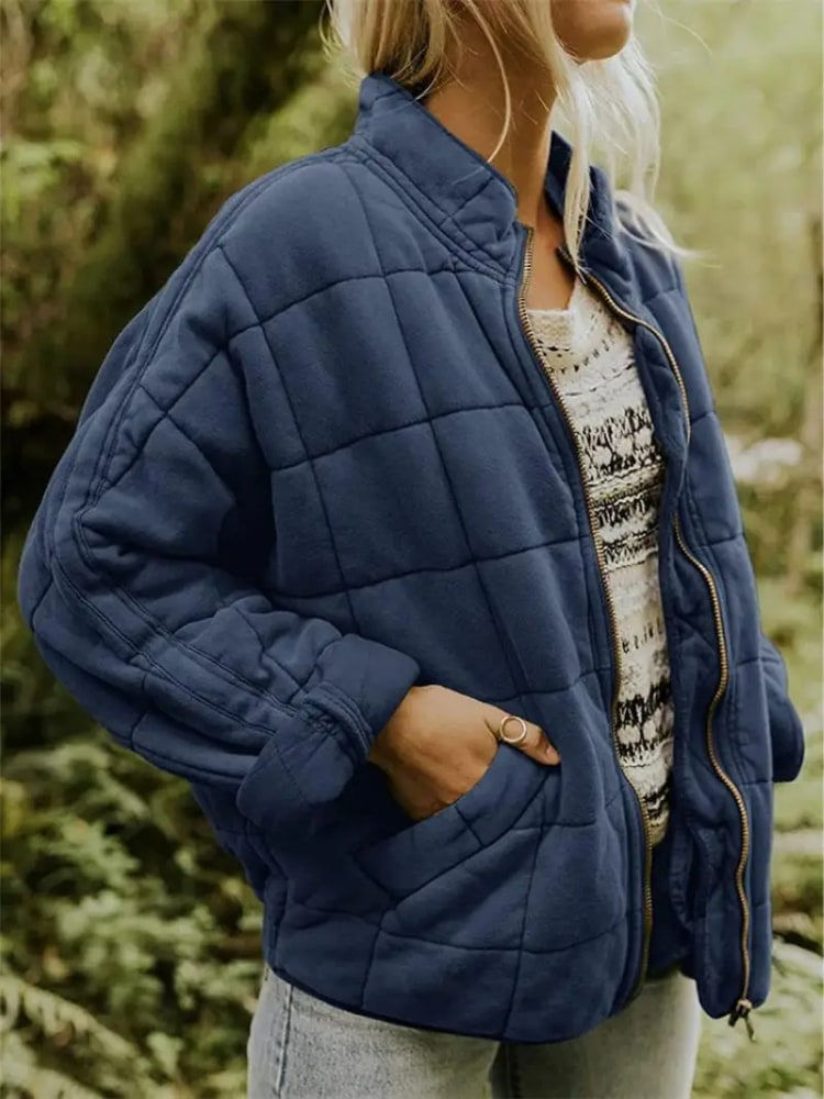 Giacca Trapuntata Leggera Donna con Zip e Tasche Laterali 8